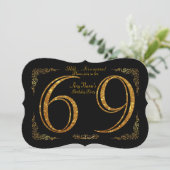 69e, Verjaardagsfeest 69e, grote Gatsby, zwart & g Kaart (Staand voorkant)