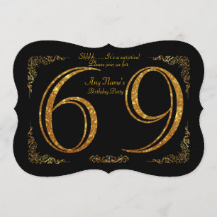 69e, Verjaardagsfeest 69e, grote Gatsby, zwart & g Kaart