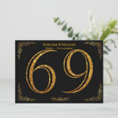 69e Verjaardagsfeest, Gatsby stijl, zwart goud gli Kaart (Staand voorkant)