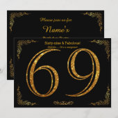 69e Verjaardagsfeest, Gatsby stijl, zwart goud gli Kaart (Voorkant / Achterkant)