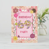 69e verjaardagsfeest met bloemenfeest lijst kaart (Staand voorkant)