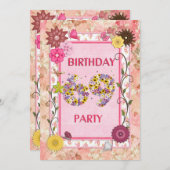 69e verjaardagsfeest met bloemenfeest lijst kaart (Voorkant / Achterkant)