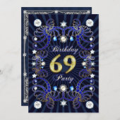 69e verjaardagsfeest met juwelenmassa's kaart (Voorkant / Achterkant)