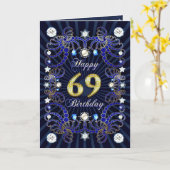 69e verjaardagskaart met juwelen kaart (Gele Bloem)