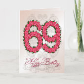 69e verjaardagskaart met rozen en bladeren kaart (Voorkant)