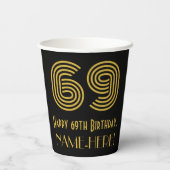 69ste verjaardag: Art Deco Geïnspireerde look "69" Papieren Bekers (Achterkant)