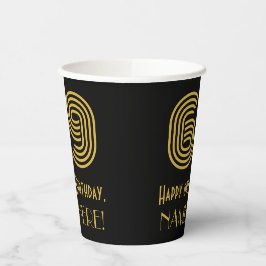 69ste verjaardag: Art Deco Geïnspireerde look "69" Papieren Bekers (Links)