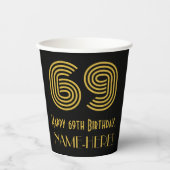 69ste verjaardag: Art Deco Geïnspireerde look "69" Papieren Bekers (Voorkant)