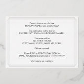 69ste verjaardag: Art Deco Kijk "69" en naam Folie Uitnodiging (Achterkant)