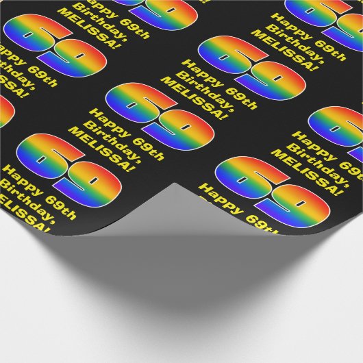 69ste verjaardag: Leuke, kleurrijke regenboog geïn Cadeaupapier (Hoek)