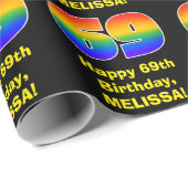 69ste verjaardag: Leuke, kleurrijke regenboog geïn Cadeaupapier (Rol Hoek)