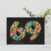 69ste verjaardag, met bubbels en ballen kaart (Staand voorkant)