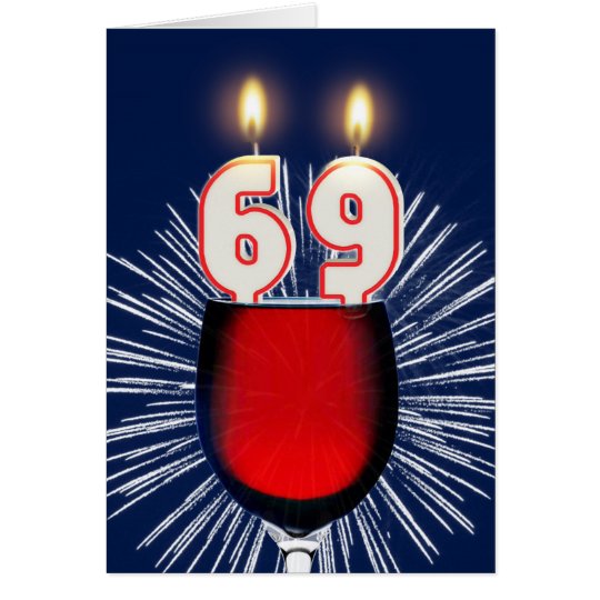 69ste Verjaardag met wijn en kaarsen Briefkaarten 0