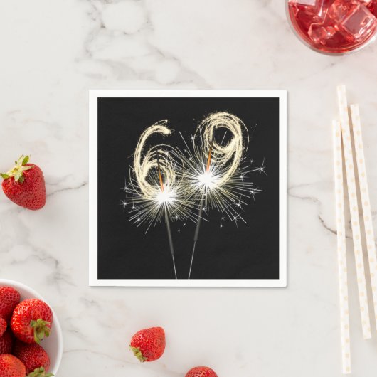 69ste verjaardag Sparklers op zwart Servet (Insitu)
