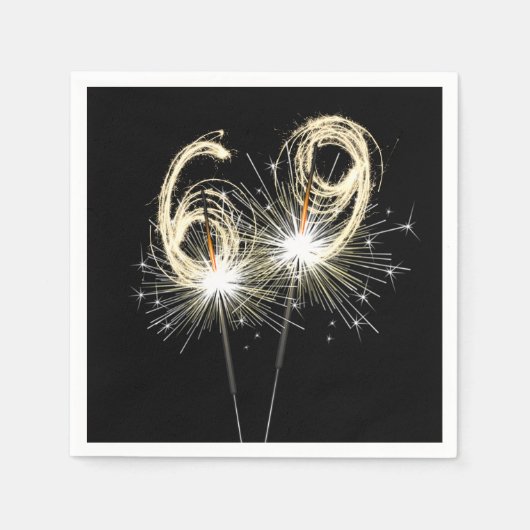 69ste verjaardag Sparklers op zwart Servet (Voorkant)