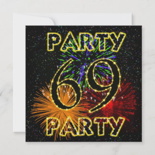 69ste verjaardag uitnodiging met vuurwerk