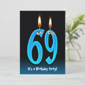 69ste verjaardagsfeestje uitnodigen kaart (Staand voorkant)
