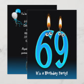 69ste verjaardagsfeestje uitnodigen kaart (Voorkant / Achterkant)