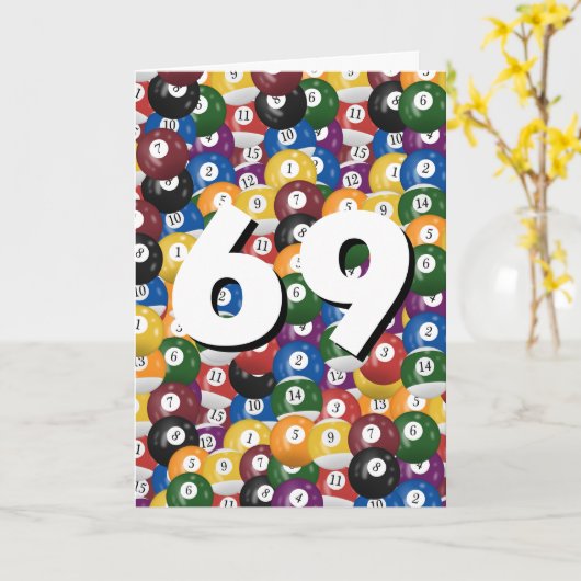 69th Birthday Billiard Ball Collection Kaart (Gele Bloem)
