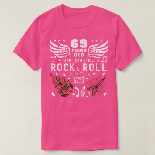 69th Birthday Gag draait 69 Years Old Guitar Drum T-shirt (Design voorkant)