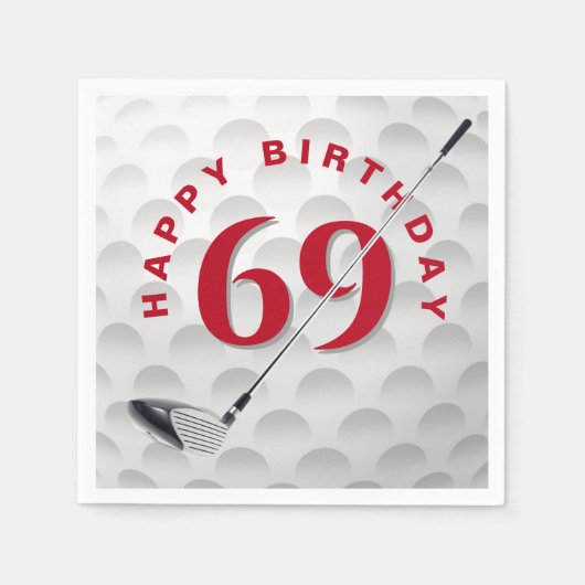 69th Birthday Golf Ball and Club Servet (Voorkant)