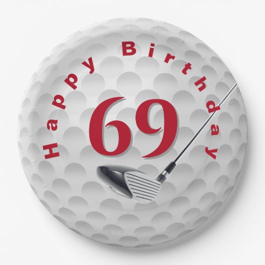 69th Birthday Golf Ball Design  Papieren Bordje (Voorkant)
