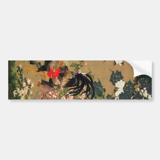 6. 紫 双 図, 若 Hydrangea en Rooster, Jakuchüu Bumpersticker (Voorkant)