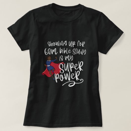 6.000-BEELDSUPER POWER (donkere huid) zwart, kort T-shirt (Design voorkant)