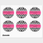 6 - 3 "Black Damask & Hot Pink Favoriet Stickers (Vel)