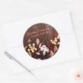 6 - 3" Favor Stickers Cotton Branch op Dark Wood (Envelop)