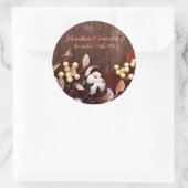 6 - 3" Favor Stickers Cotton Branch op Dark Wood (Tas)