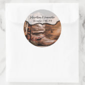 6 - 3" Favor Stickers Cowboy laarzen Schuur Houten (Tas)