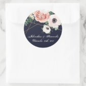 6 - 3" Favor Stickers Geometric Garden Roos Navy (Tas)