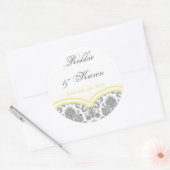 6 - 3"Favor Stickers Grijs Geel Grijs Damast Kant (Envelop)