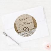 6 - 3" Favor Stickers Hoefijzers op Burlap Lace (Envelop)