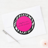 6 - 3" Favor Stickers Hot Pink Zebra Print (Envelop)