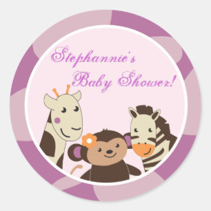 6 - 3" Favor Stickers Jacana Paarse Dieren