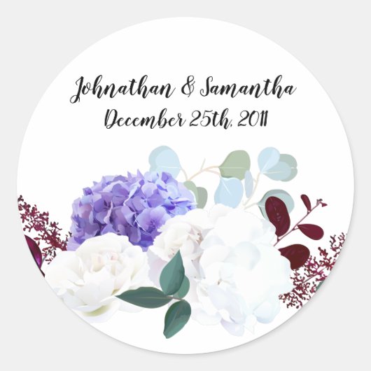 6 - 3" Favor Stickers Lavendel Hibiscus op wit (Voorkant)