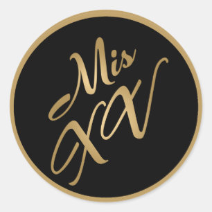 6 - 3" Favor Stickers Mis XV Goud Zwart