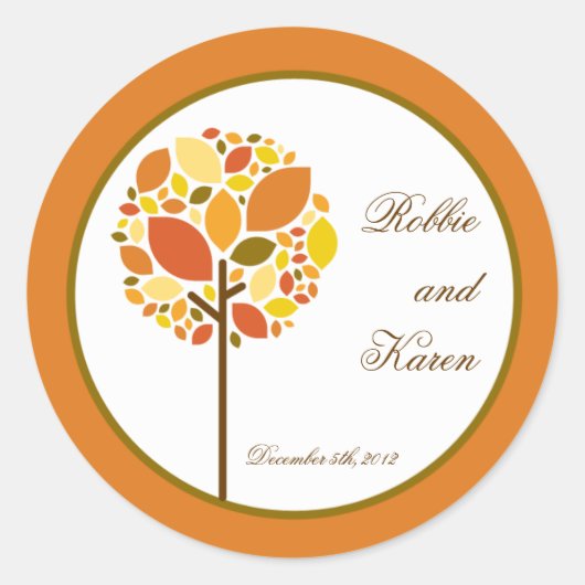 6 - 3" Favor Stickers Modern Autumn Tree Herfst (Voorkant)