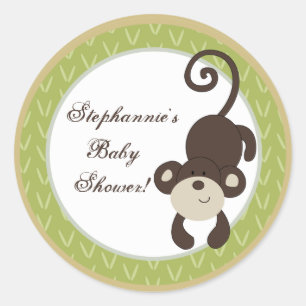 6 - 3" Favor Stickers Monkey Time Zoo Animal