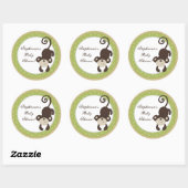 6 - 3" Favor Stickers Monkey Time Zoo Animal (Vel)