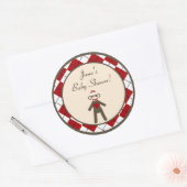 6 - 3" Favor Stickers Red Sock Monkey Argyle (Envelop)