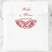 6 - 3"Favor Stickers Rode Crimso Witte Damast Kant (Tas)