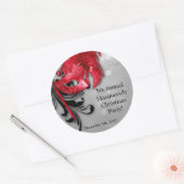 6 - 3" Favor Stickers Rood op Silver Masquerade (Envelop)