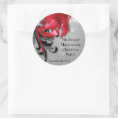 6 - 3" Favor Stickers Rood op Silver Masquerade (Tas)