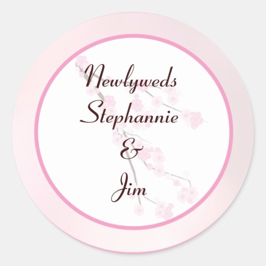 6 - 3" Favor Stickers Roze Kersenbloesem (Voorkant)