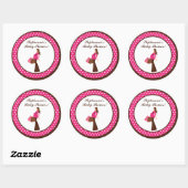 6 - 3" Favor Stickers Roze Mod Moeder Polka Dots (Vel)