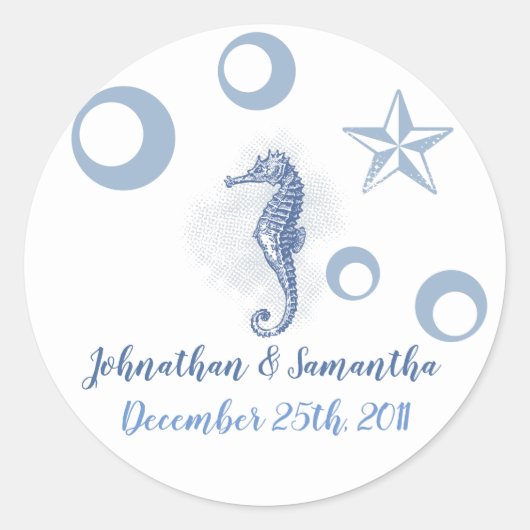 6 - 3" Favor Stickers Seahorse Zee Ocean Beach (Voorkant)