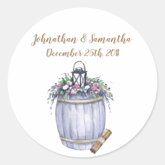 6 - 3" Favor Stickers Summer Country Wedding Roest (Voorkant)